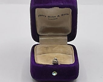gift jewelry presentation box Vintage Henry Birks & Sons Ltd. Purple Velvet Ring Box / Ring Presentation Box