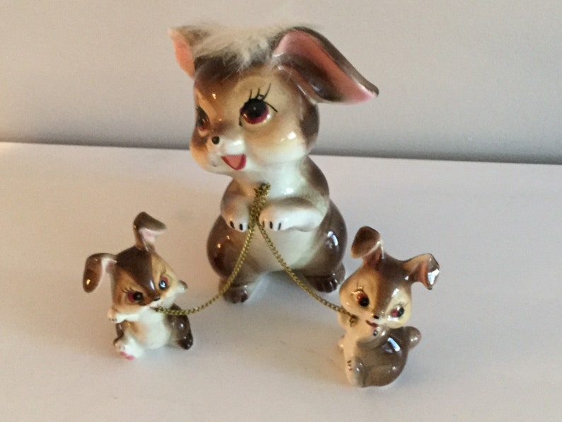 Vintage Bunny Rabbit Family Ornament Japan