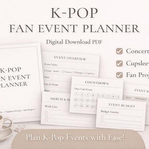 K-Pop Fan Event Planner | Concert, shopping , Fan Project Organizer (Digital Download PDF)