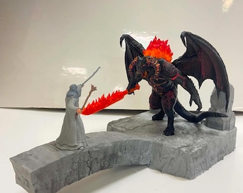 Balrog and Gandalf epic face-off diorama