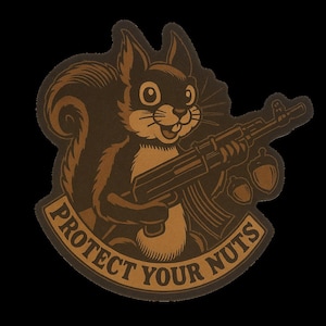 Funny Tactical Squirrel Sticker | Protect Your Nuts Pun | Waterproof Vinyl Decal for Laptops & Gear