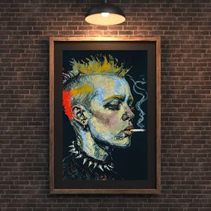 Punk Rebellion - Bold Modern Grunge Portrait Wall Art | High-Res Digital Download | Edgy Home Decor | Printable Punk Rock Art | emo art