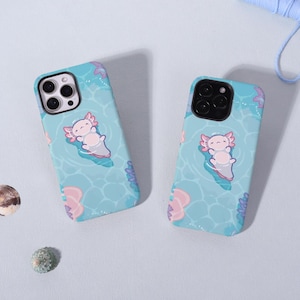 Axolotl Wave Phone Case For iPhone 17/16/15/14/13/12/11 Pro Max Plus Mini, 17Air 16e SE2020, XSMAX X/XR, Personalized Cover,MagSafe