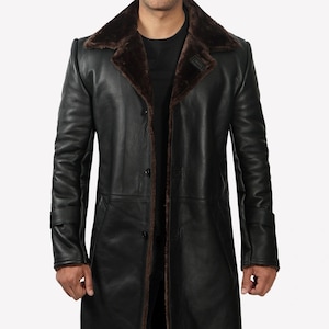 Leren jas heren zwart: vintage stijl bont gevoerd