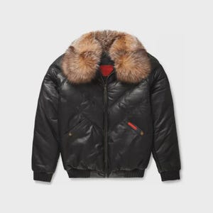 Men&#39;s Lambskin Leather Bomber Jacket: Genuine Shearling Collar, Winter Coat