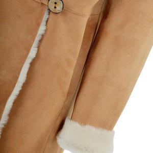 Handgjord mocka- och skinnjacka: Päls med huva i vintagestil bild 3