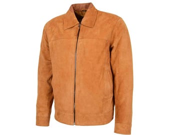 Men's Suede Leather Jacket : Vintage Style fully Lined