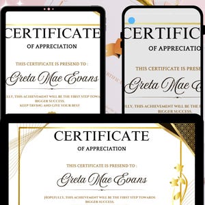 Plantilla de certificado de beca - Certificado editable en Canva - Certificado de premio imprimible - Descarga digital - Certificado al mejor estudiante
