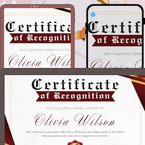 Plantilla de certificado de beca moderna / Diseño editable en Canva - Certificado de premio académico / Reconocimiento estudiantil imprimible