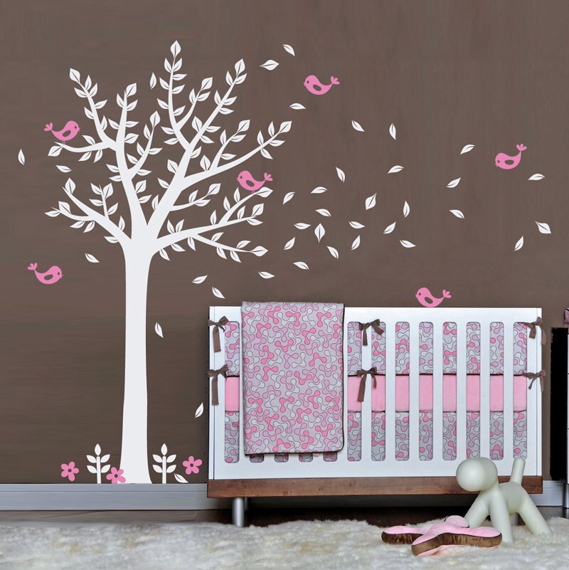 Nursery Wall Decals Cute Baby Room Tree Decal with Birds Etsy