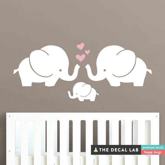 elephant family wall decal cute baby nursery decal sticker | etsy
