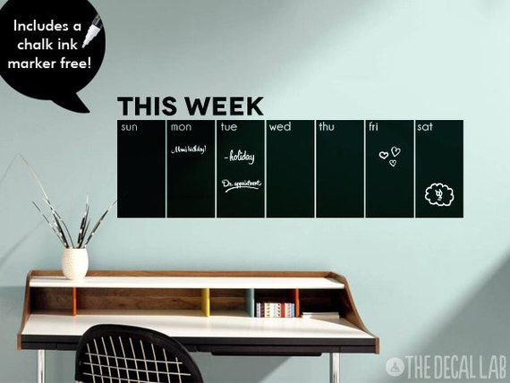 chalkboard wall decal weekly calendar this week blackboard | etsy