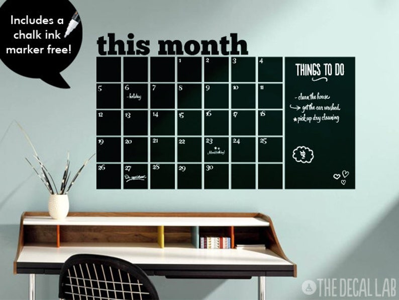 chalkboard calendar wall decal blackboard decal month free | etsy