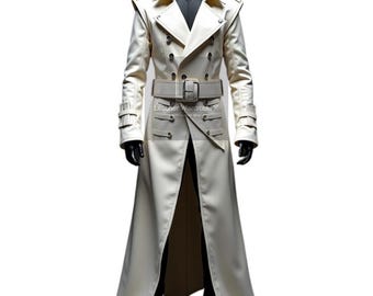 White Leather Trench Coat: Belted Luxury Outerwear