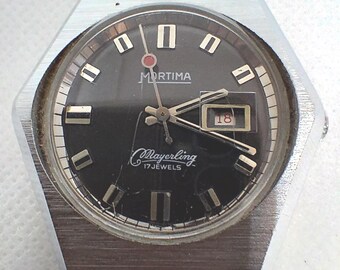 Montre Mécanique Vintage Mortima Mayerling - Fonctionne, Cadran Grenat, Bracelet à Consolider