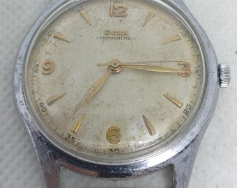 Doxa Locle Swiss Made 1940's Military WWII Black Gold Super Dial