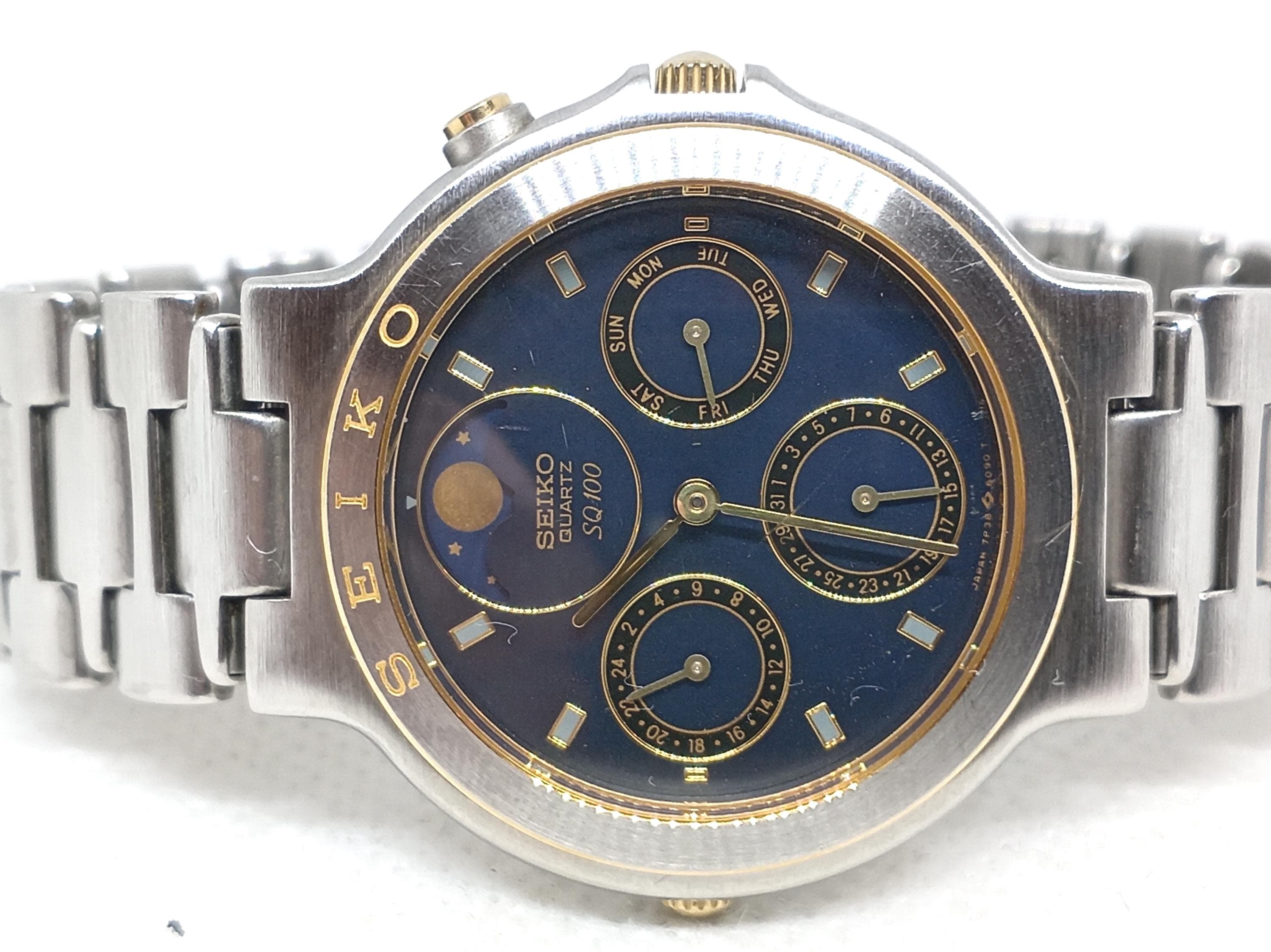 じんです Vintage Seiko SQ100 Triple Calendar 7F38-6110 Japan 1987's. - Etsy