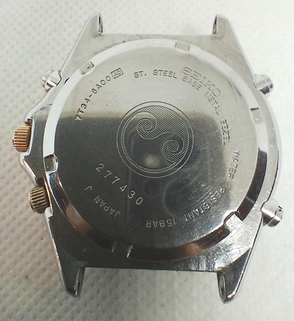Vintage Men Pilot's Chronograph Seiko 7T34-6A00 Gold Tone
