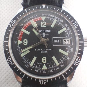 Vintage 35mm Men&#39;s Diver watch Lucerne Tachymeter Ref. 50036 Made in Swiss 70&#39;s.