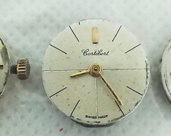 Lot of 3 Omega / Tissot / Cortebert ladies watch movement + dial + hands Swiss 60's.