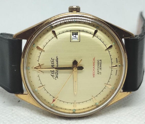Vintage Men's Watch Atlantic Worldmaster Mechanical 17 Jewels