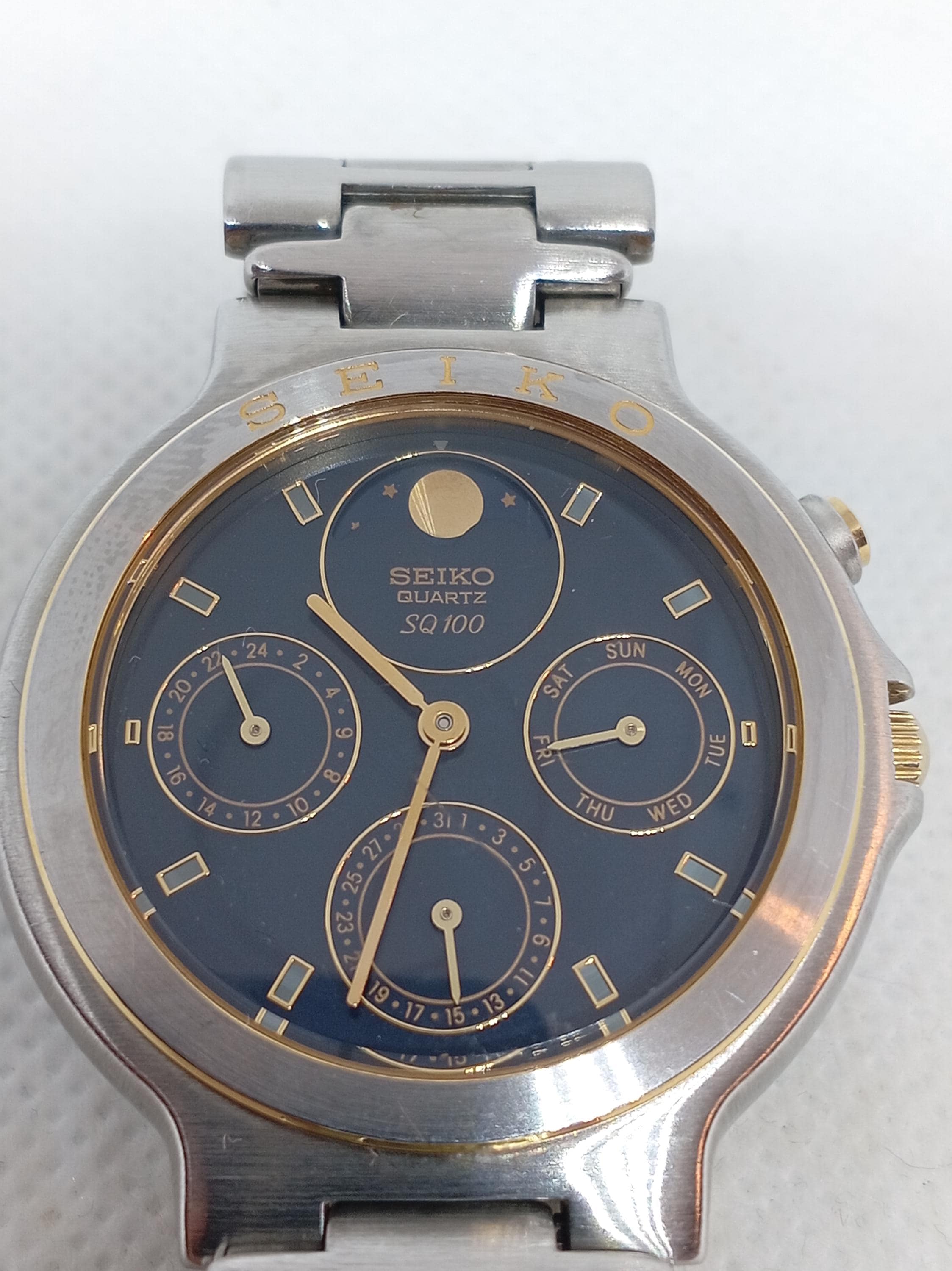 Vintage Seiko SQ100 Triple Calendar 7F38-6110 Japan 1987's. - Etsy