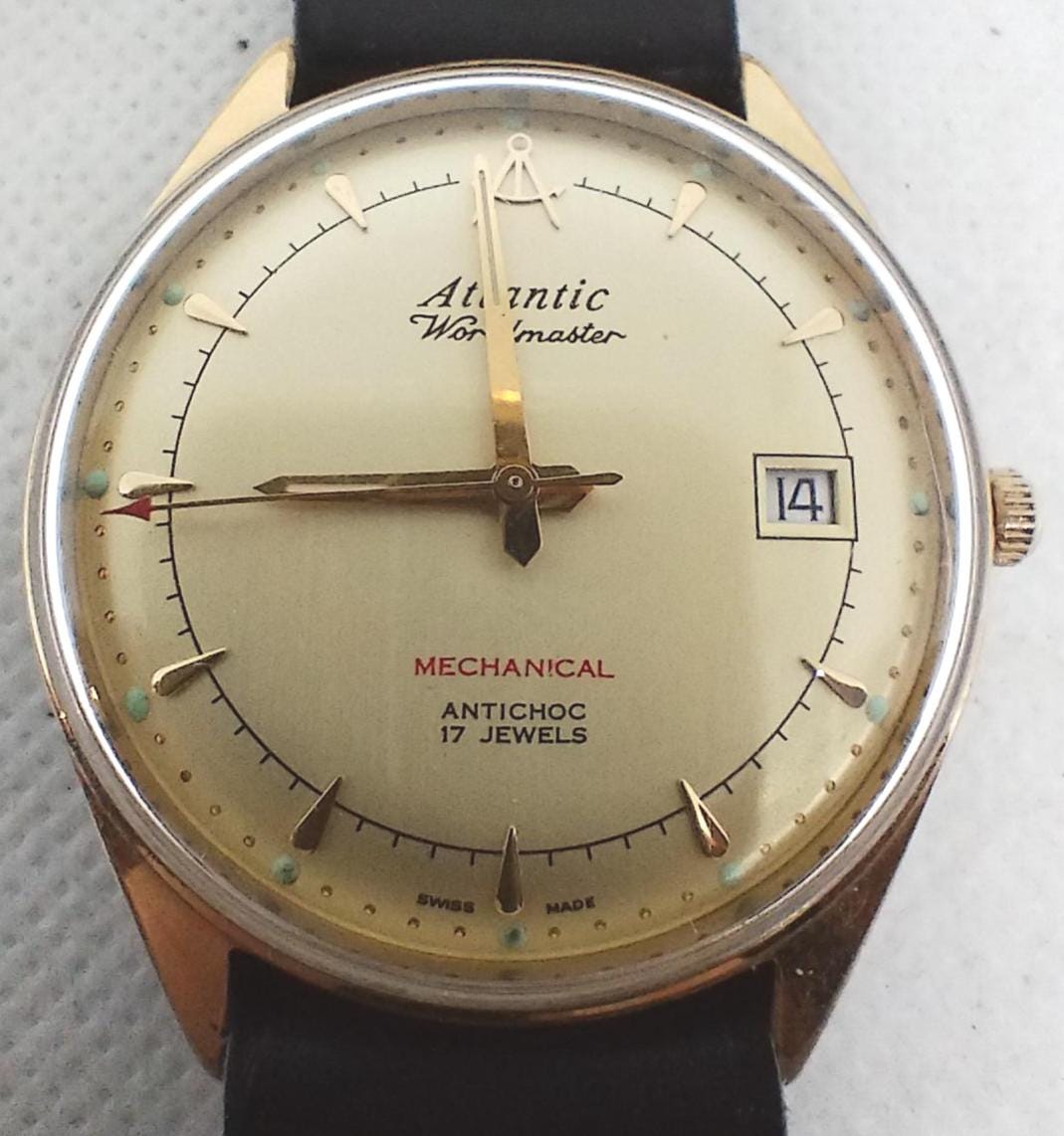 Vintage Men's Watch Atlantic Worldmaster Mechanical 17 Jewels