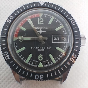 Vintage 33 mm Men&#39;s Diver watch Lucerne Ref. 50036 Made in Swiss 70&#39;s.