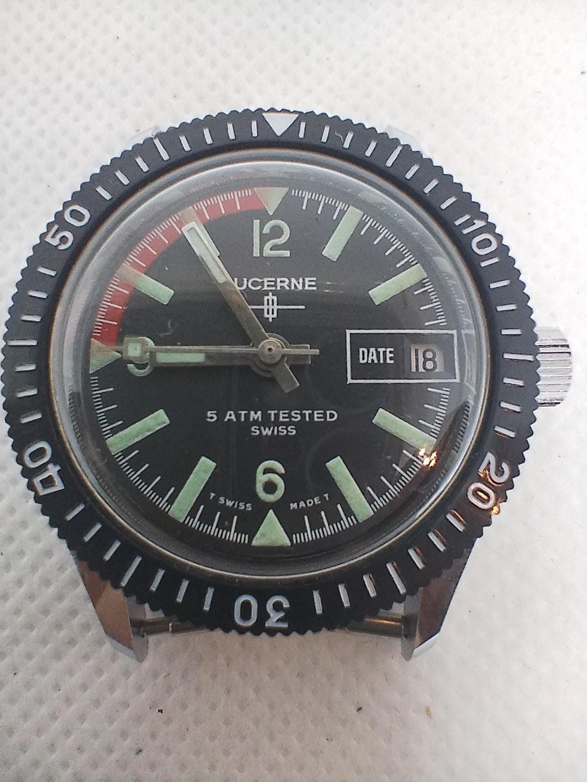 Vintage 33 Mm Men's Diver Watch Lucerne Ref. 50036 Made in Swiss