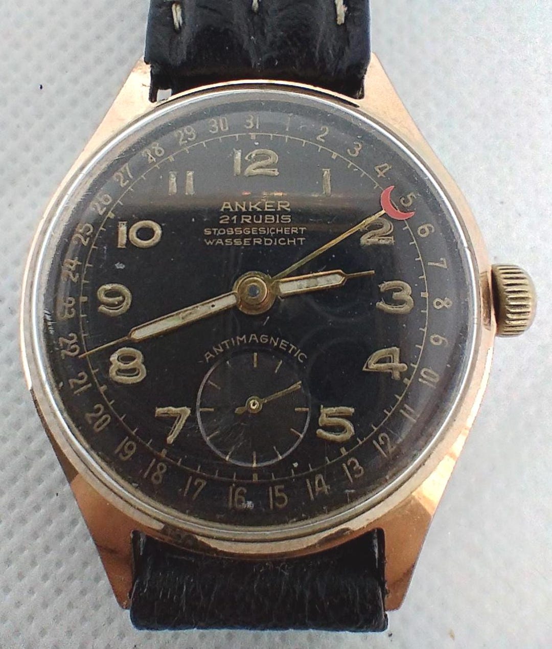 Vintage Men's Watch Anker 21 Rubis Date Pointer Made in Germany