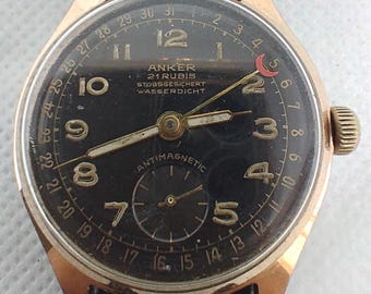 Vintage Men's Watch Anker 21 Rubis Date Pointer Made in Germany