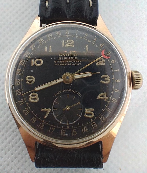 Vintage Men's Watch Anker 21 Rubis Date Pointer Made in Germany