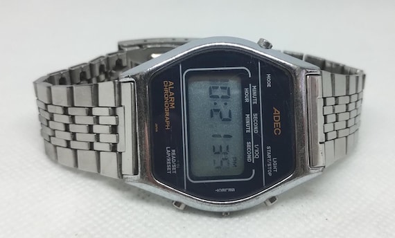 Vintage Digital Watch ADEC 9428 Alarm Chronograph Japan 80's - Etsy