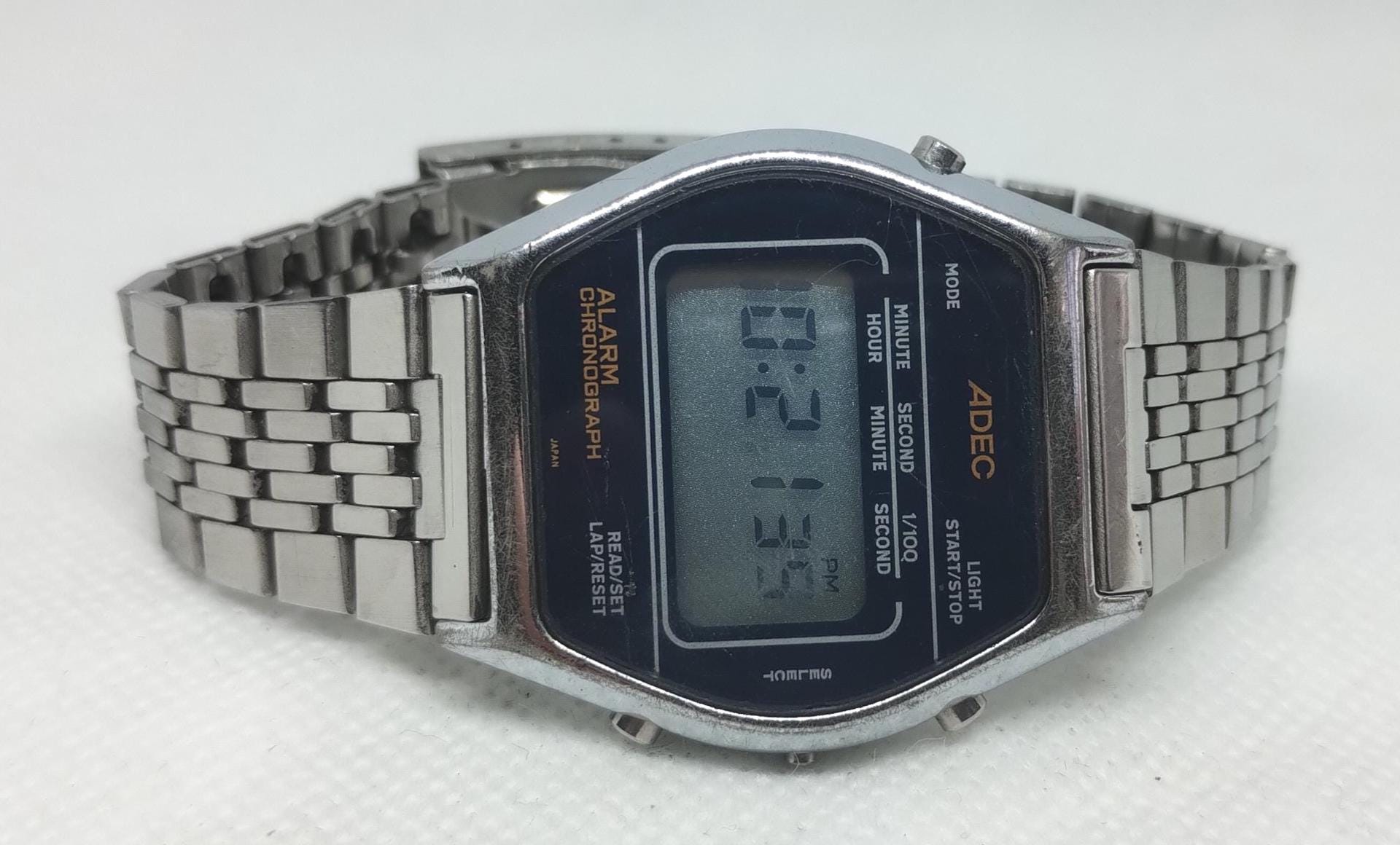 Vintage Digital Watch ADEC 9428 Alarm Chronograph Japan 80's