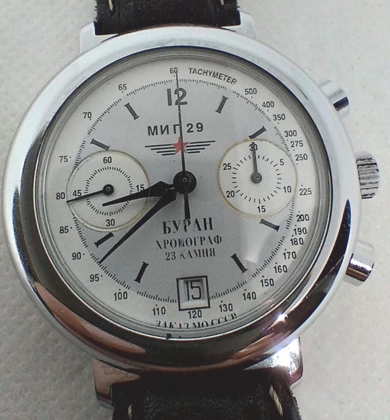 Vintage Russian Chronograph Pilot Watch, Buran MIG-29 Cal. 3133 - Etsy