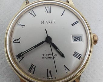 Reloj vintage para hombre Nisus 17 joyas suizo años 80.