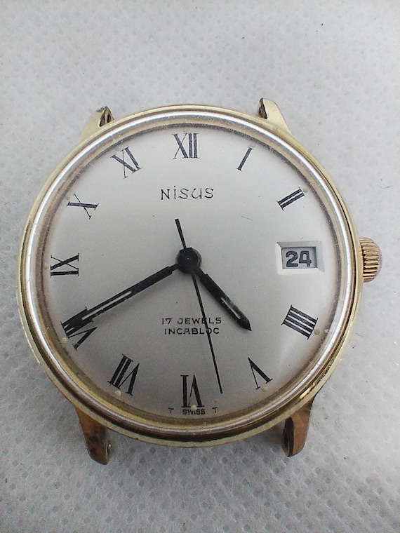 Vintage mens watch Nisus 17 jewels Swiss 80's.