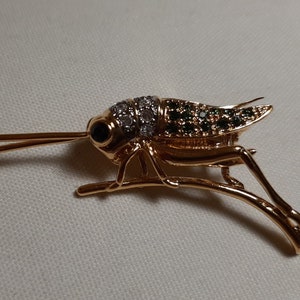 Vintage BUTLER Cricket Brooch with Rhinestones