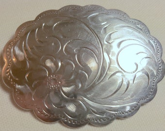 Vintage BIRKS Sterling Silver Engraved Brooch with Floral Motif