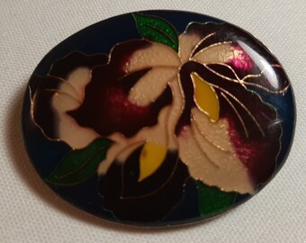 Vintage Cloisonne Floral Brooch