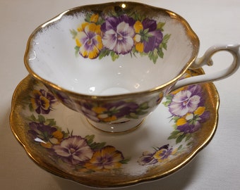 Royal Albert Cup and Saucer with Pansy Flowers