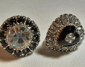 Two Single VARGAS Screw-Back Earrings with Rhinestones