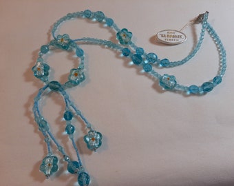 Vintage Blue Venetian Glass Bead Necklace