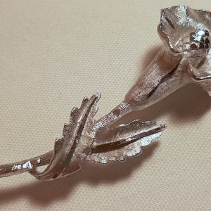 Vintage BSK Calla Lily Brooch, Silver Tone