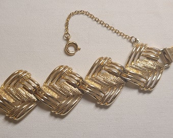 Vintage CORO Pegasus Gold Tone Square-Link Bracelet