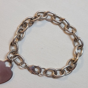 Silver Tone Chain Bracelet with Heart-Shaped Charm