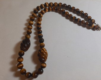 Collier Vintage Perles œil De Tigre Naturel - Fermoir Vis - Marque Désirs Essentiels Paris - Occasion