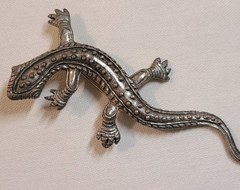 Vintage Pewter Salamander Brooch, Seagull Pewter 1988