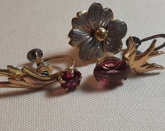 3 Single Vintage Gold-Filled Earrings for Matching, Screwback