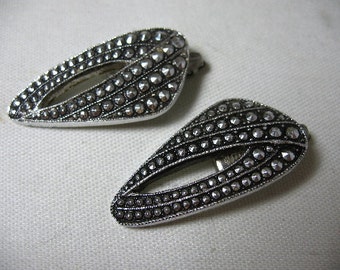 Vintage ELOXAL Art Deco Aluminum Ear Clips, Abstract Design